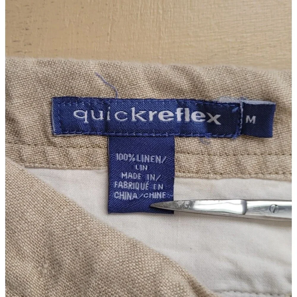 Quickreflex Linen Loose Fit Drawstring Waist Pants Medium Khaki 34X34 Light Weig
